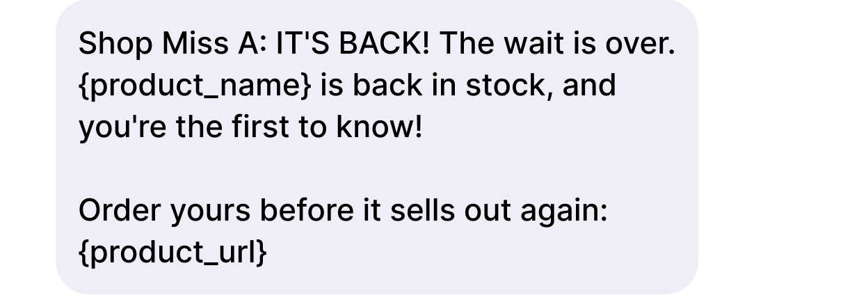 Shop Miss A text Shop Miss A text