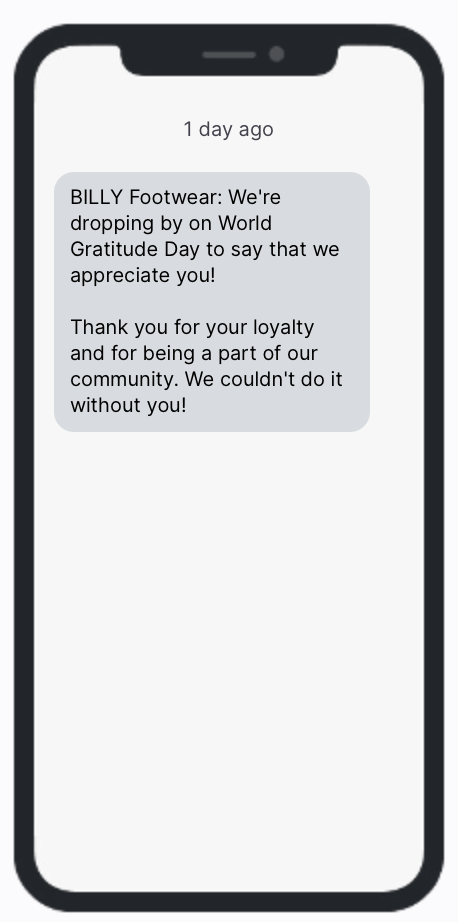 BILLY Footwear Gratitude Day